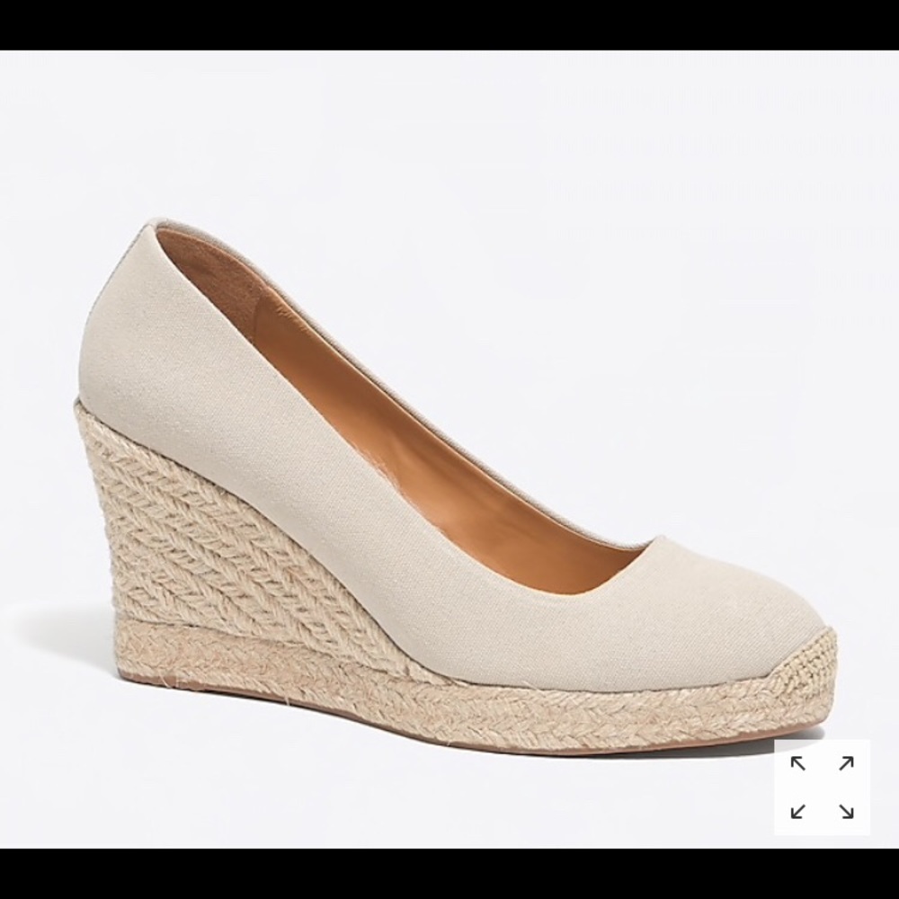 J Crew Canvas Espadrille Wedges Flax Neutral